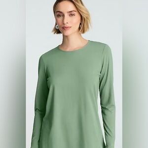 J. Jill Teal Pima Cotton Crew-neck High-Low Long Sleeve Tee SIZE M